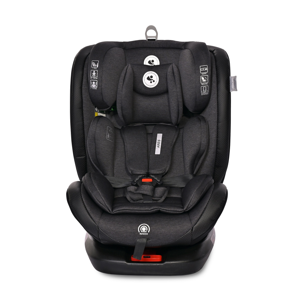 Scaun auto pentru copii cu isofix Ares i-Size si rotativ 360 grade 0 luni-12 ani Black - 1