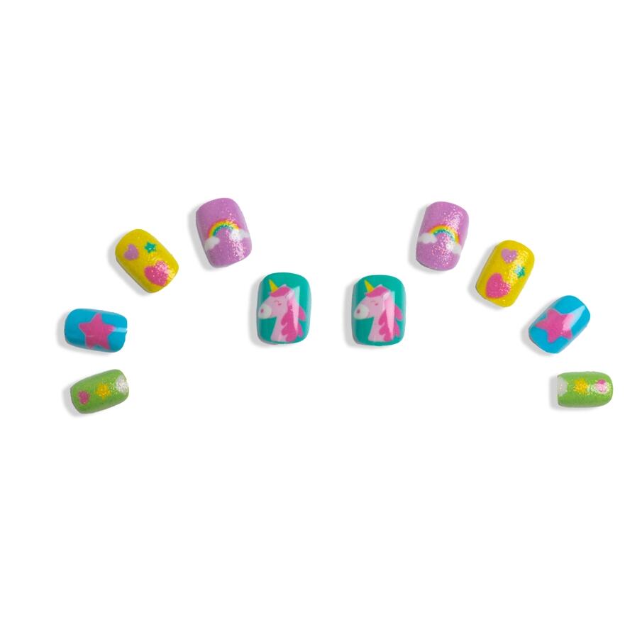 Set 10 unghii false Unicorn Nails cu adeziv Press-On pentru fetite Martinelia