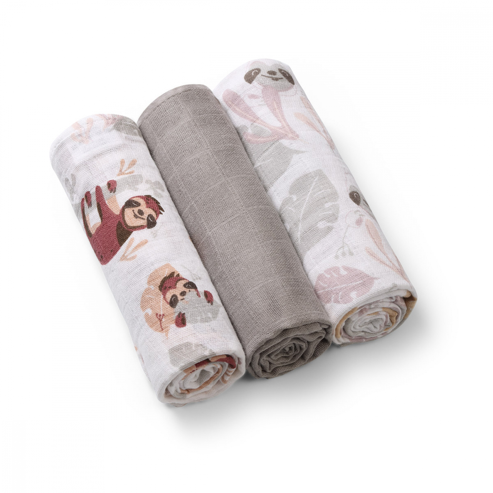 Set 3 scutece Babyono din muselina soft gri