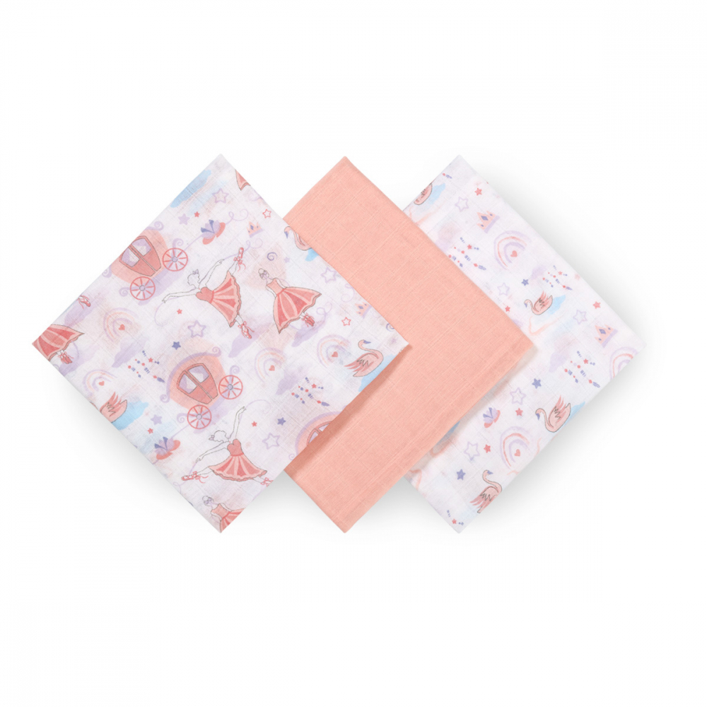 Set 3 scutece Babyono din muselina soft pink - 3 | YEO