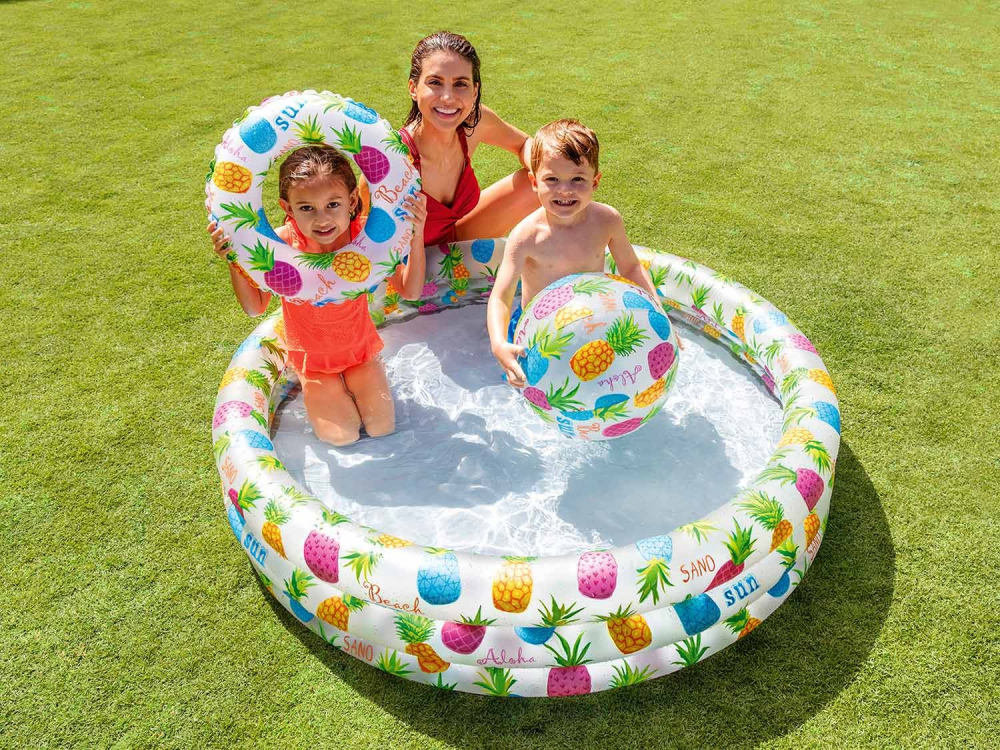 Set piscina gonflabila cu minge si colac incluse Intex Beach Sun