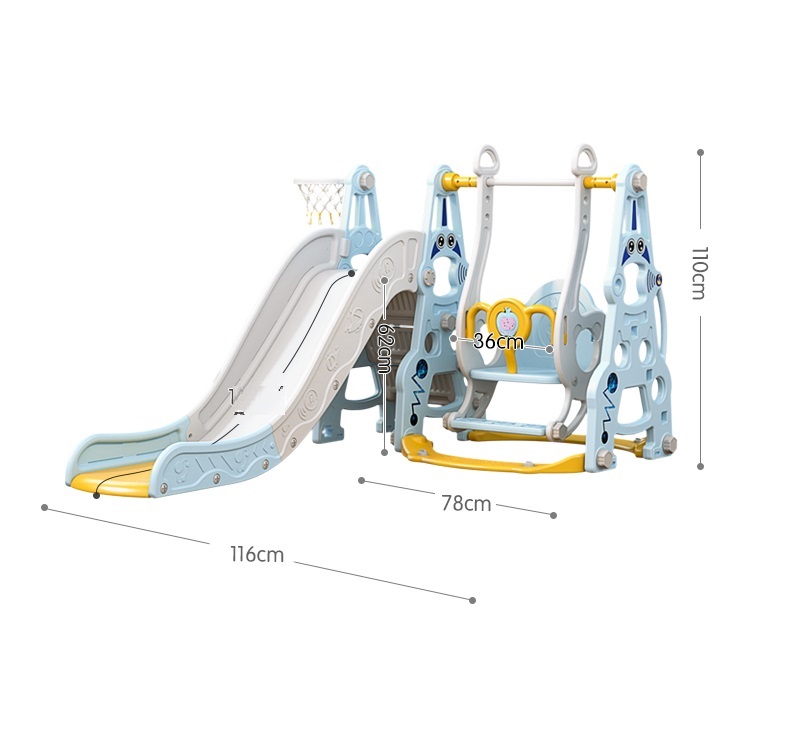 Spatiu de joaca 3 in 1 cu leagan,tobogan si piscina cu 200 bile joaca incluse Nichiduta Astronaut Blue - 1 | YEO