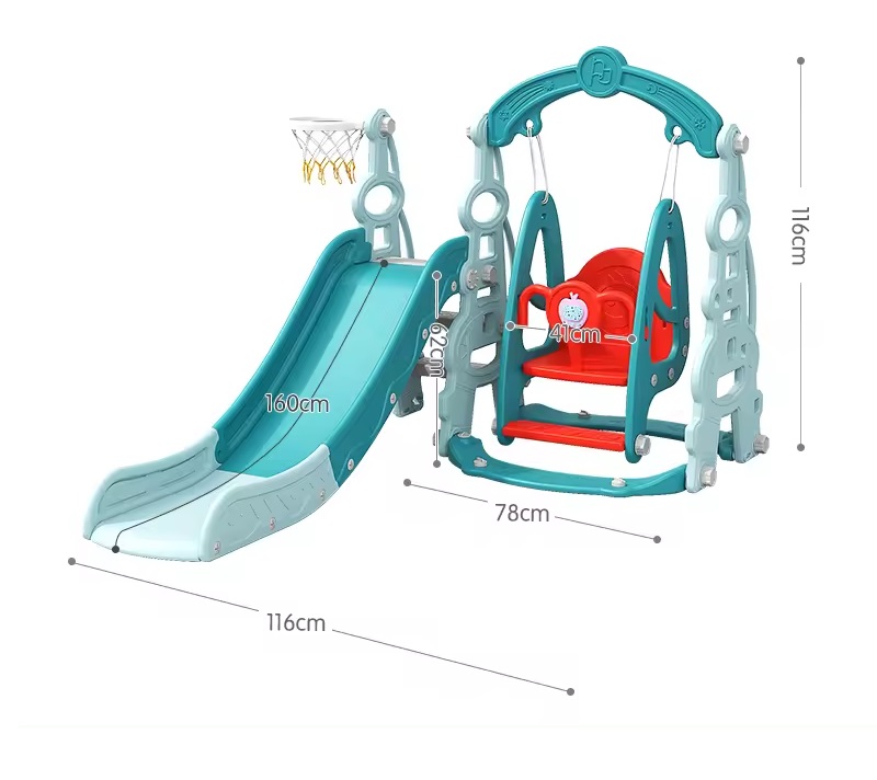 Spatiu de joaca 3 in 1 cu leagan,tobogan si piscina cu 200 bile joaca incluse Nichiduta Tower Arcada Blue - 2 | YEO