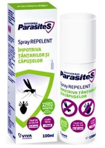 Spray repelent impotriva tantarilor si a capuselor Parasites Santaderm 100ml Viva Pharma - 1 | YEO