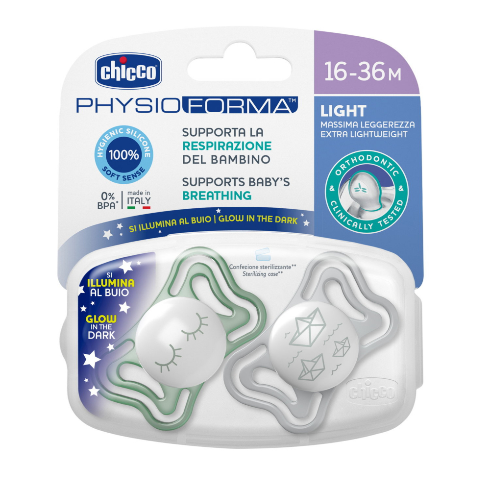 Suzete Chicco PhysioPhorma Light Glow 2 bucati unisex 16-36 luni