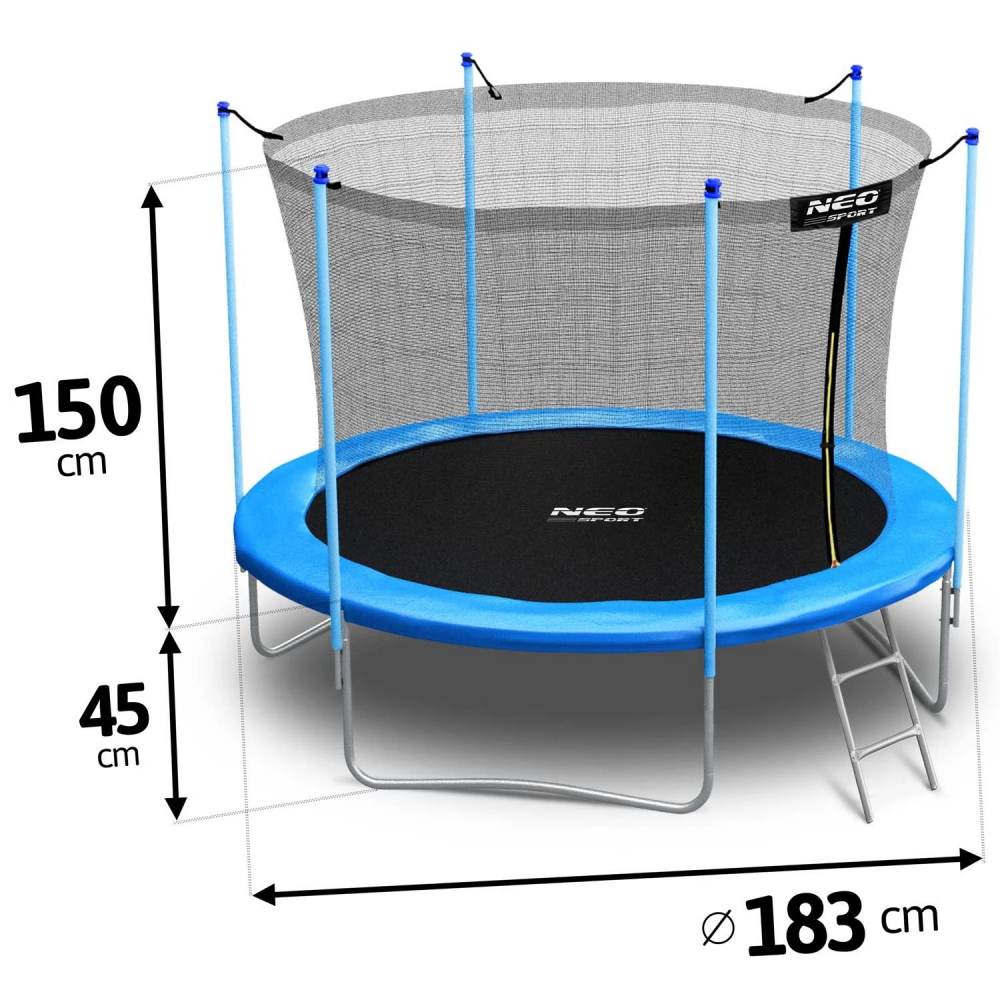 Trambulina de gradina cu plasa interioara 6FT183cm si scara Neo Sport albastru - 1 | YEO