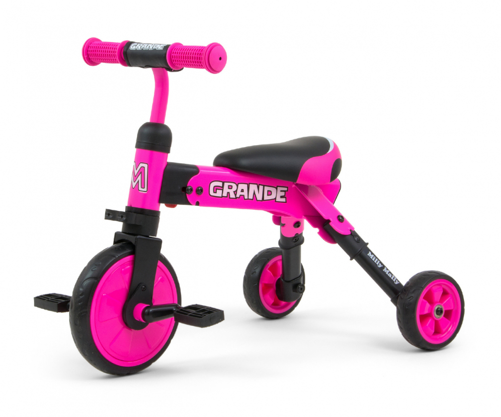Tricicleta pliabila transformabila in bicicleta fara pedale Grande pink