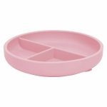 Farfurie compartimentata FreeON rotunda cu ventuza si 3 compartimente silicon 6-36 luni pink