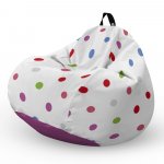 Fotoliu Puf Bean Bag tip Para XL alb cu buline multicolore