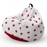 Fotoliu Puf Bean Bag tip Para XL alb cu buline rosii