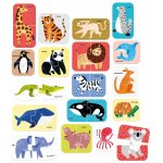 Joc tip puzzle pentru copii si bebelusi Banana Panda 18 imagini cu animale salbatice formate din 2 piese