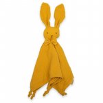 Jucarie textila New Baby moale din bumbac 30x30 cm Baby Rabbit mustard