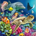 Puzzle animale in lumea subacvatica 3x49 piese
