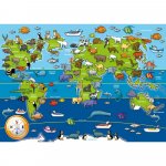Puzzle mare de podea harta animalele lumii 60 piese