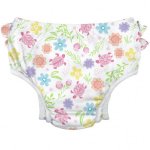 Slip fete eco SPF 50+ pentru inot cu volanase Green Sprouts by iPlay White Turtle Floral 12 luni