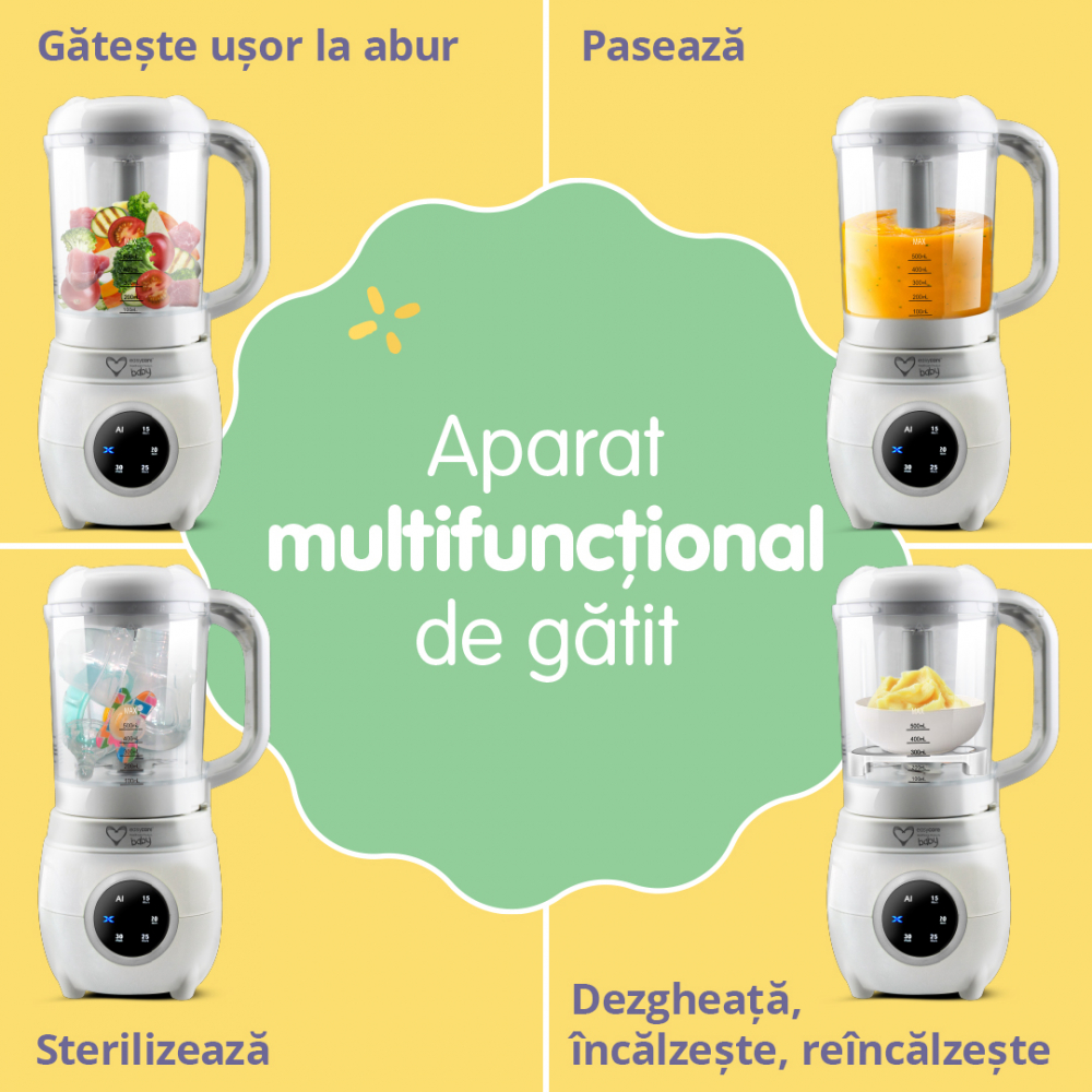 Aparat automat multifunctional de gatit cu aburi si blender 5 in 1 Easycare Baby