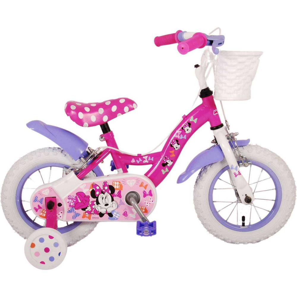 Bicicleta pentru copii Volare Disney Minnie Cutest Ever fete 12 inch roz cu doua frane de mana - 1 | YEO