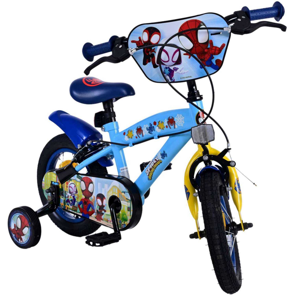 Bicicleta pentru copii Volare Spidey baieti 12 inch albastra cu doua frane de mana - 1