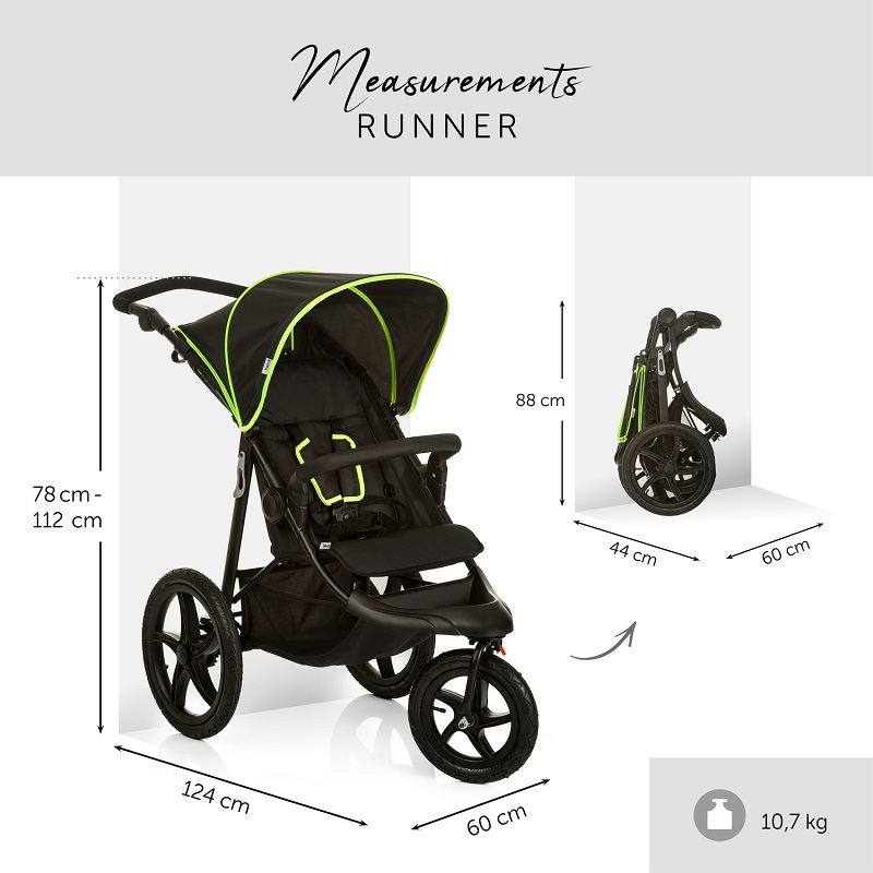 Carucior pentru jogging sau teren accidentant Hauck Runner black neon yellow - 6