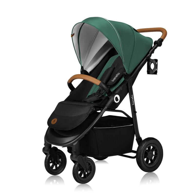 Carucior sport Lionelo Natt de la nastere cu accesorii si capotina XXL reglabila 0-22 kg verde - 1