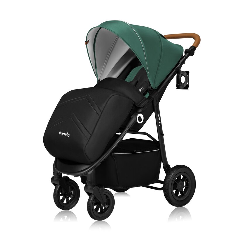 Carucior sport Lionelo Natt de la nastere cu accesorii si capotina XXL reglabila 0-22 kg verde - 2