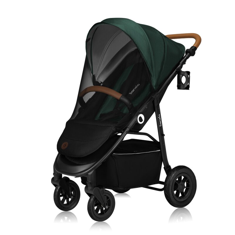 Carucior sport Lionelo Natt de la nastere cu accesorii si capotina XXL reglabila 0-22 kg verde - 3