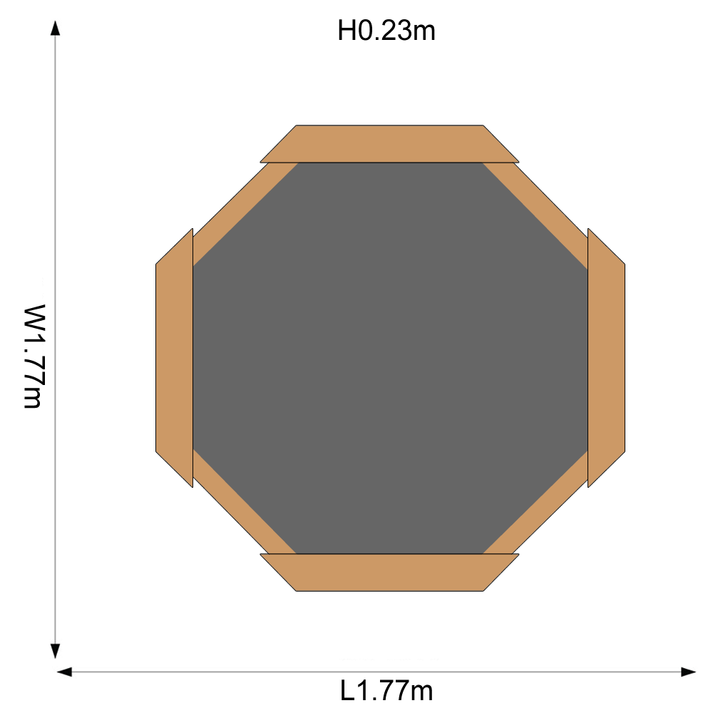 Cutie hexagonala din lemn pentru nisip Giant 150x150 cm cu bancute si prelata - 1 | YEO