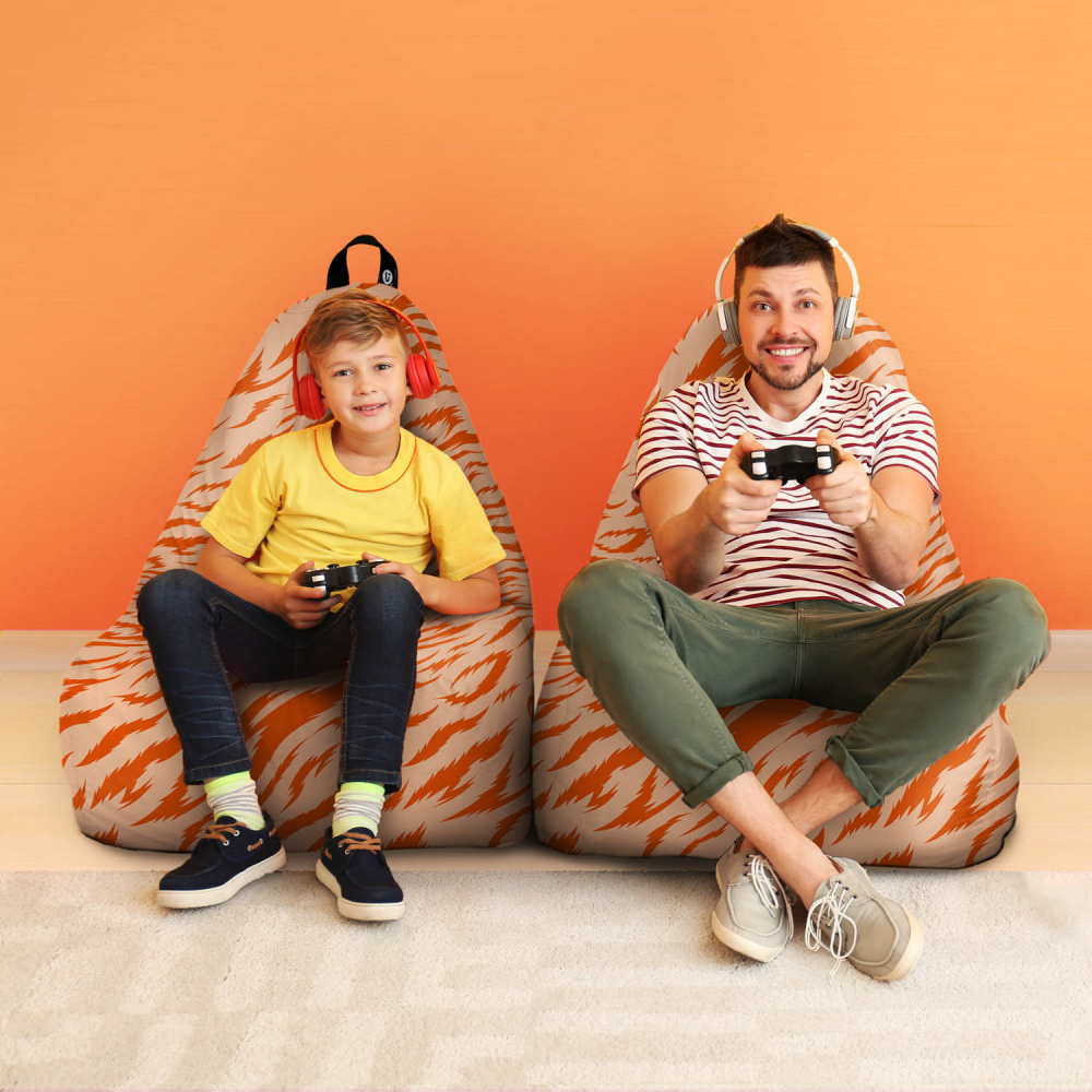 Fotoliu puf Bean Bag tip chill L tigre orange - 3 | YEO