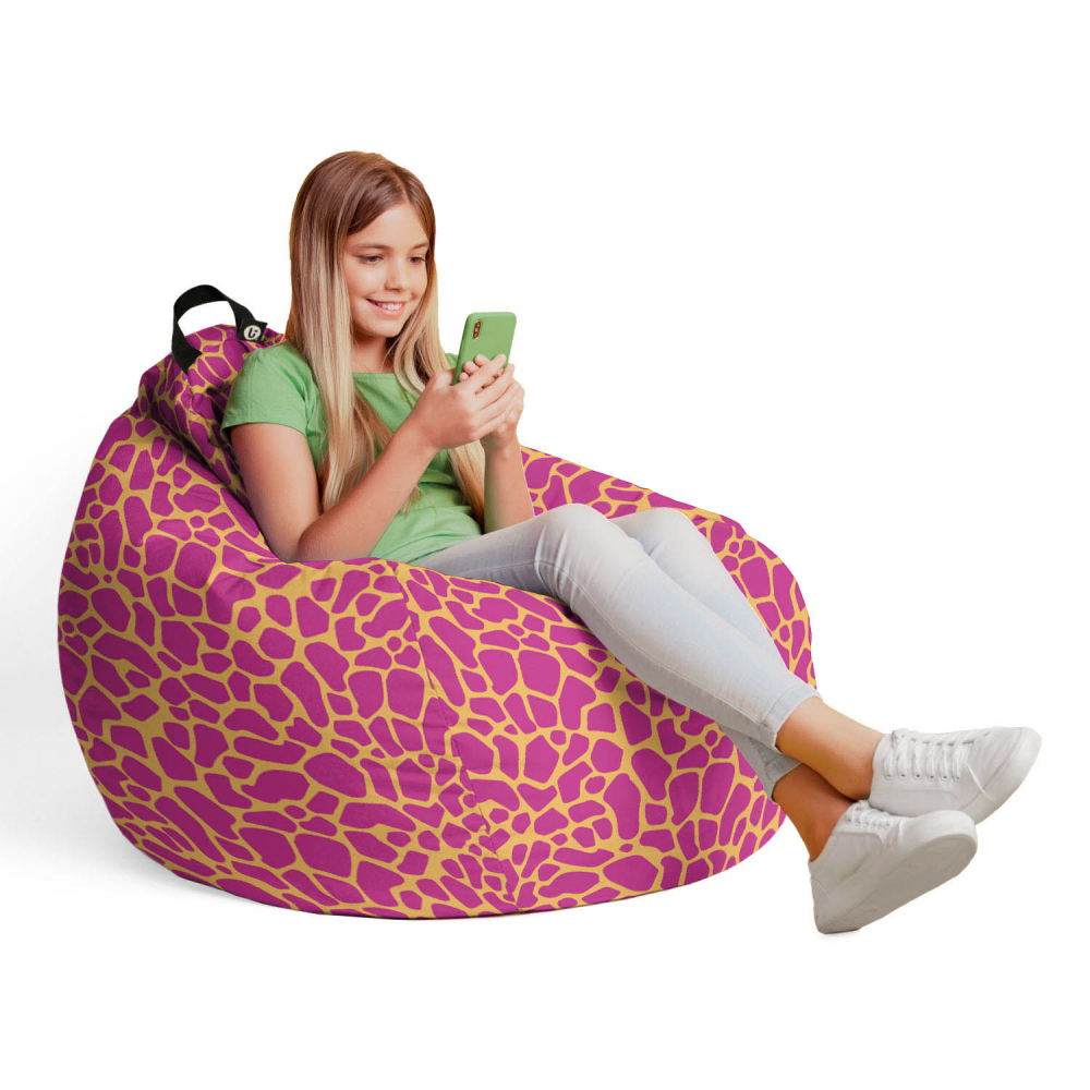 Fotoliu puf Bean Bag tip para L giraffe pink - 3