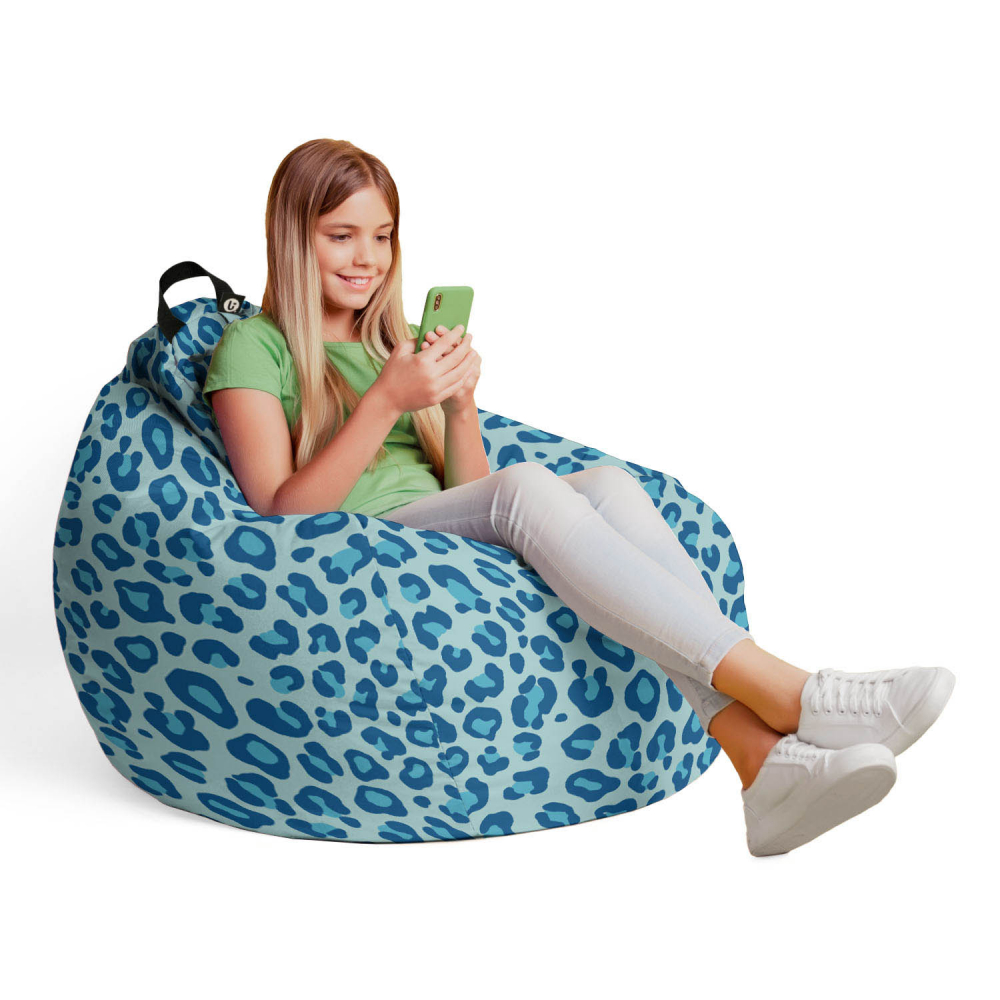 Fotoliu puf Bean Bag tip para L leopard blue - 3