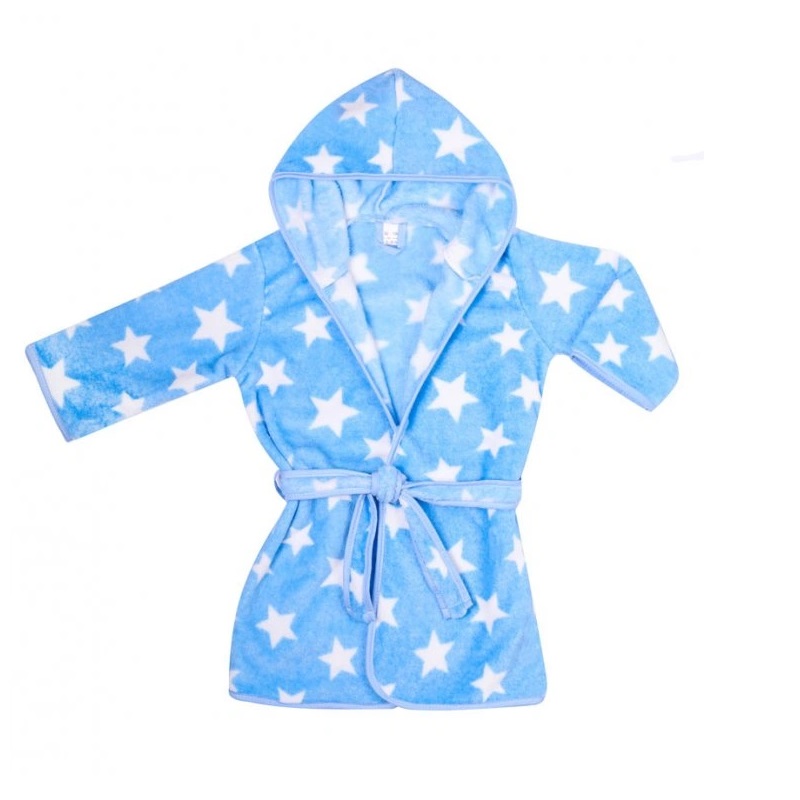 Halat de baie pufos cu gluga 92-104 cm Blue Stars