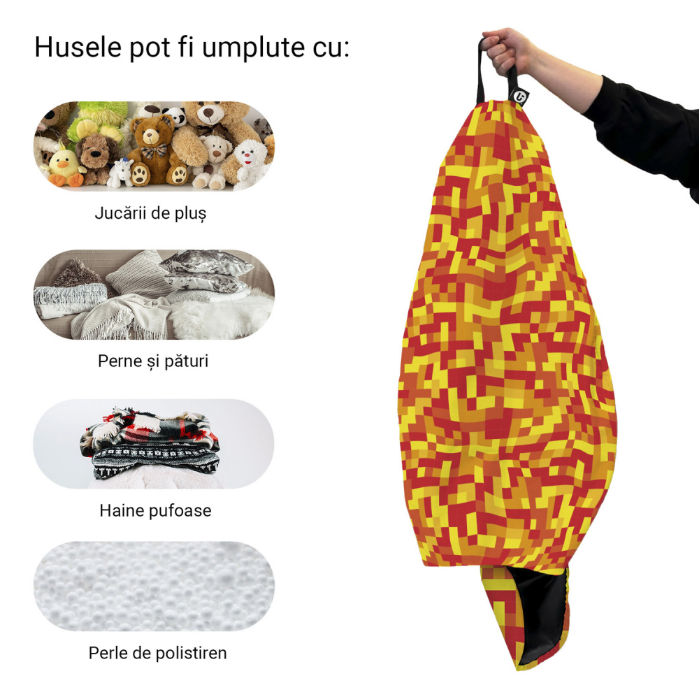 Husa fotoliu Puf Bean Bag tip Para L fara umplutura minecraft foc