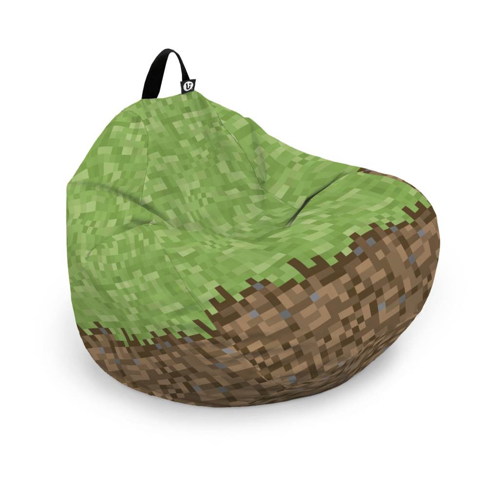 Husa fotoliu Puf Bean Bag tip Para L fara umplutura minecraft iarba pamant - 5