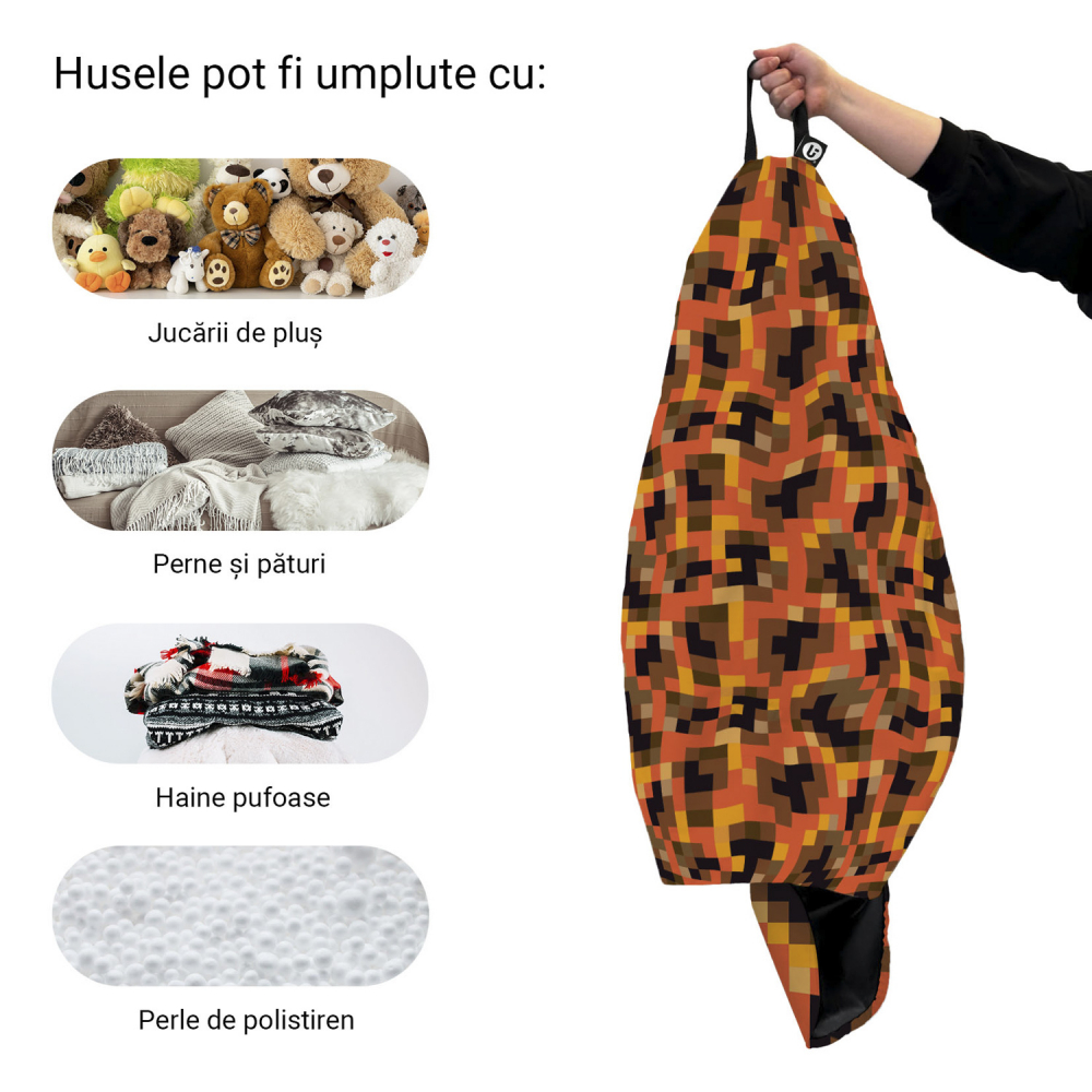 Husa fotoliu Puf Bean Bag tip Para L fara umplutura minecraft magma