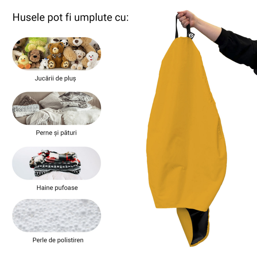 Husa fotoliu Puf Bean Bag tip Para XL Chroma fara umplutura golden yellow - 4