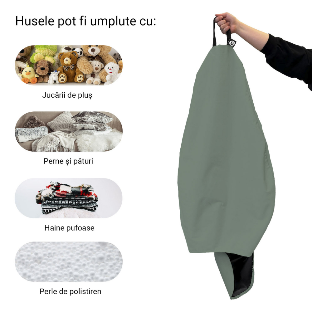 Husa fotoliu Puf Bean Bag tip Para XL Chroma fara umplutura green sage - 5