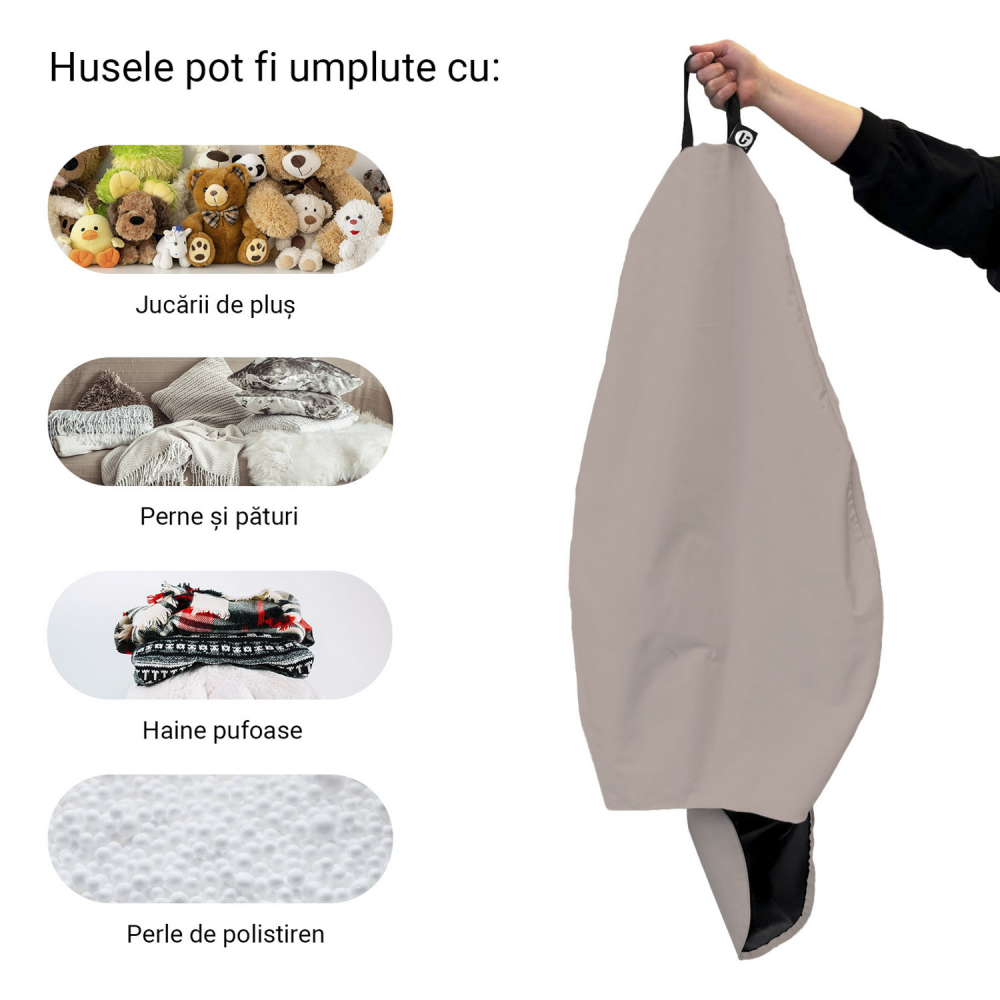 Husa fotoliu Puf Bean Bag tip Para XL Chroma fara umplutura taupe - 4