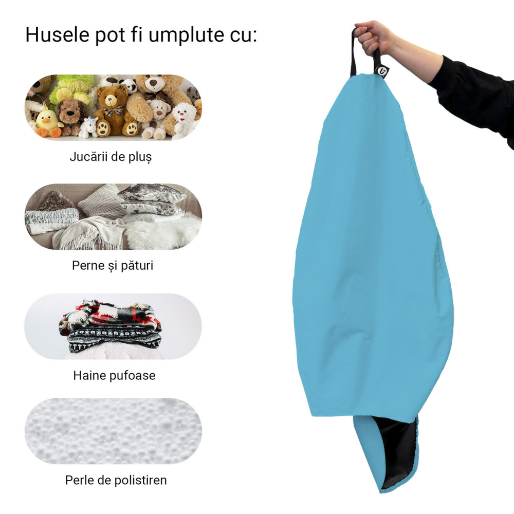 Husa fotoliu Puf Bean Bag tip Para XL Chroma fara umplutura turquoise - 4