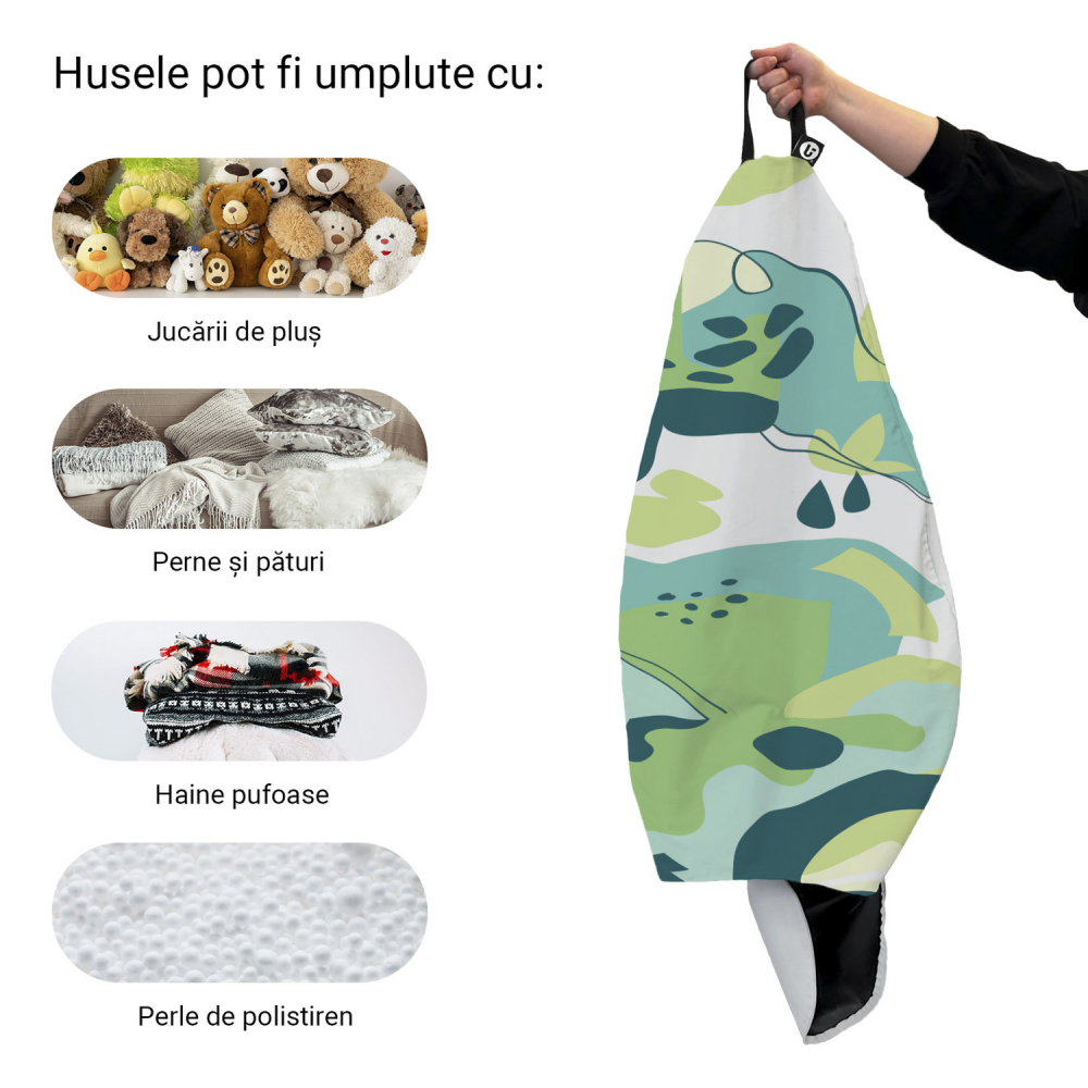 Husa fotoliu Puf Bean Bag tip Para XL fara umplutura Abstract Jungle Periglacial