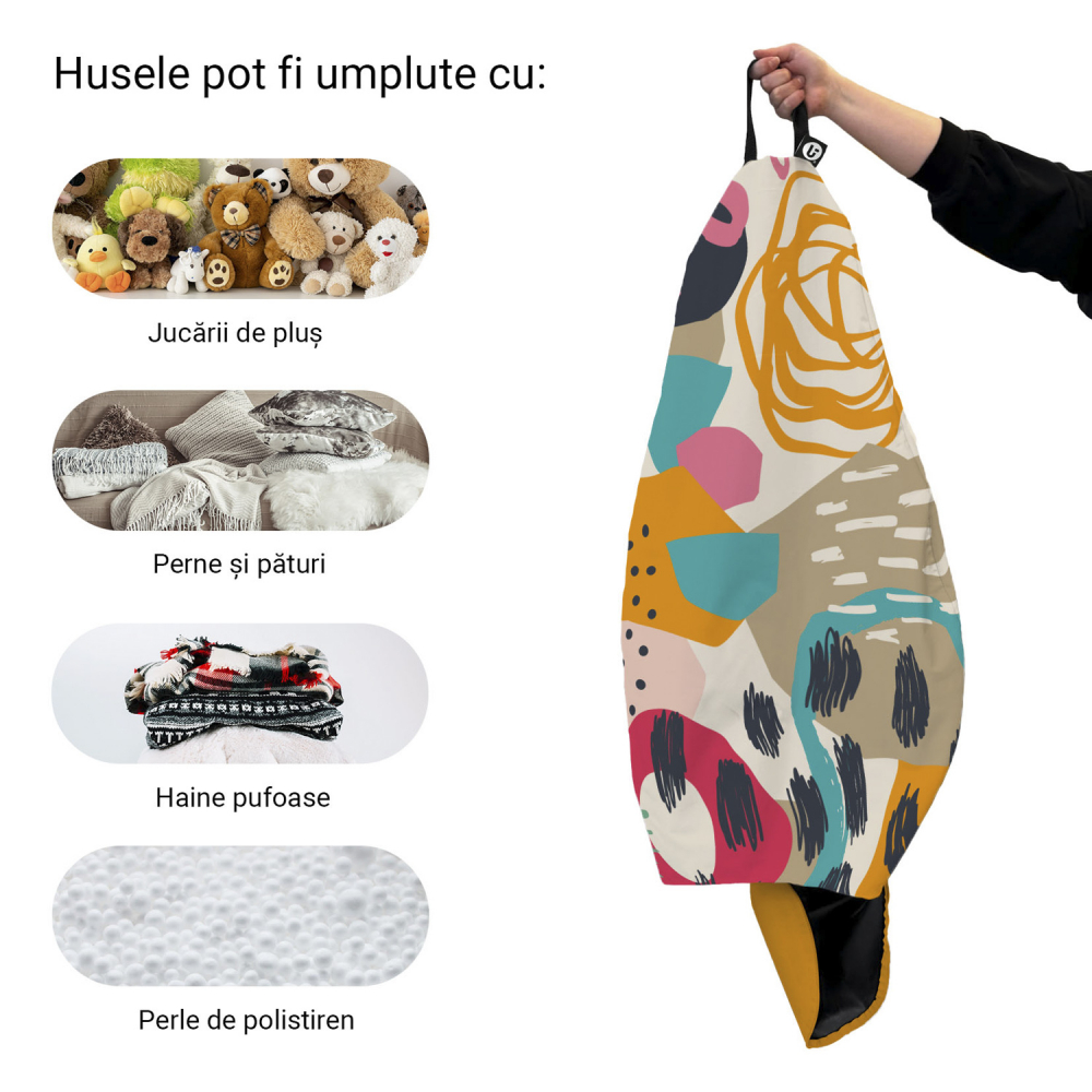 Husa fotoliu Puf Bean Bag tip Para XL fara umplutura Abstract Passionfruit