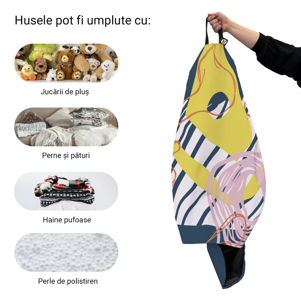 Husa fotoliu Puf Bean Bag tip Para XL fara umplutura Abstract Spiral