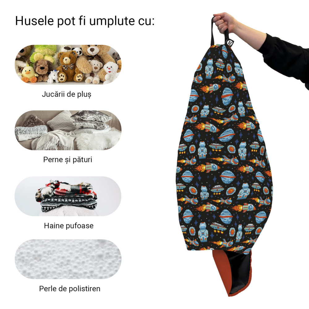 Husa fotoliu Puf Bean Bag tip Para XL fara umplutura game space retro