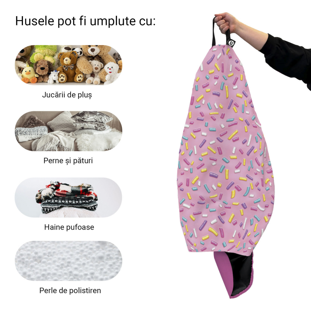 Husa fotoliu Puf Bean Bag tip Para XL fara umplutura Glazed Sprinkle