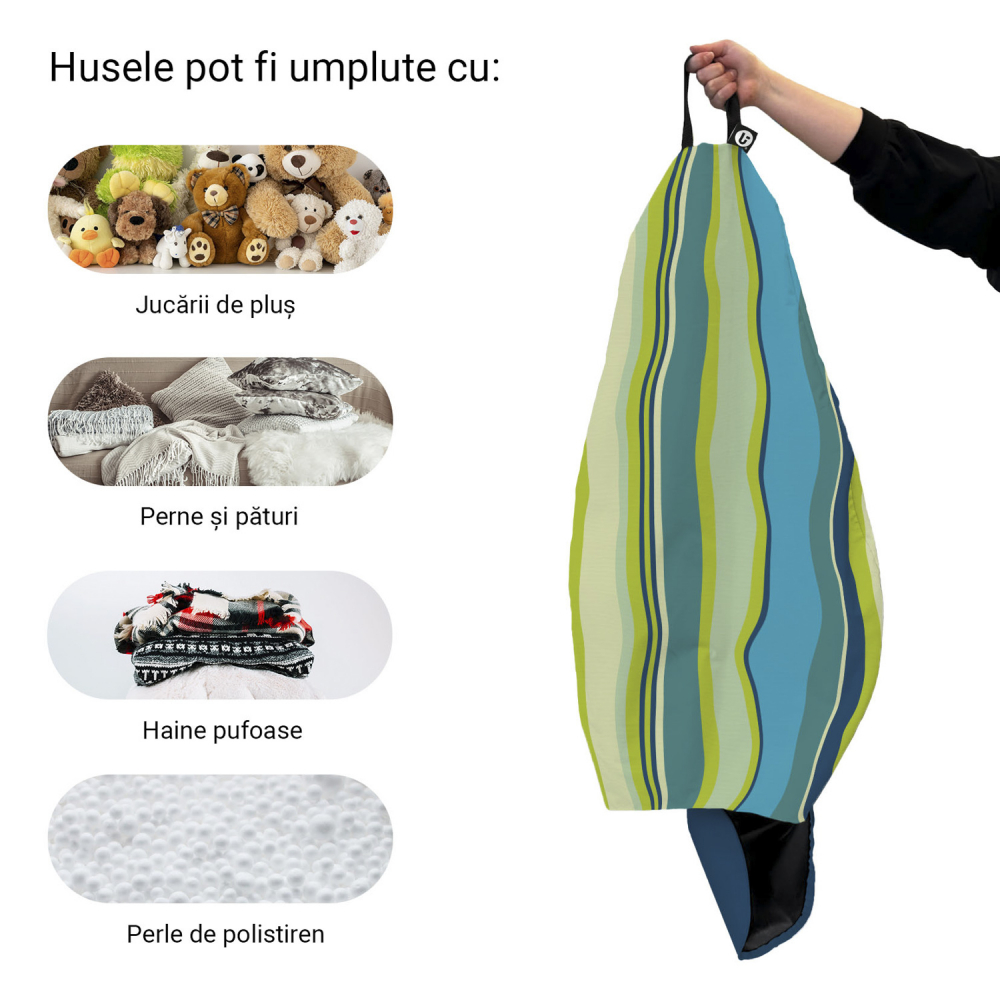 Husa fotoliu Puf Bean Bag tip Para XL fara umplutura marinha mint