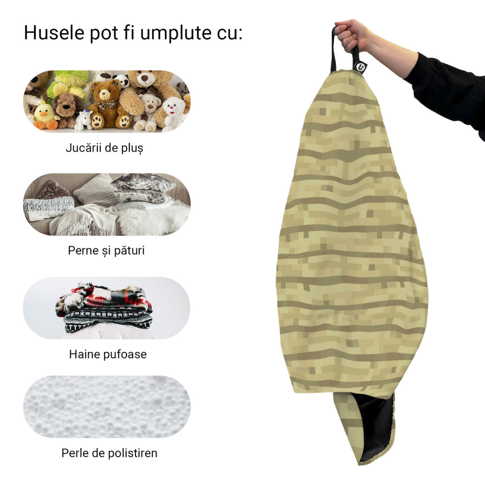 Husa fotoliu Puf Bean Bag tip Para XL fara umplutura minecraft cutie