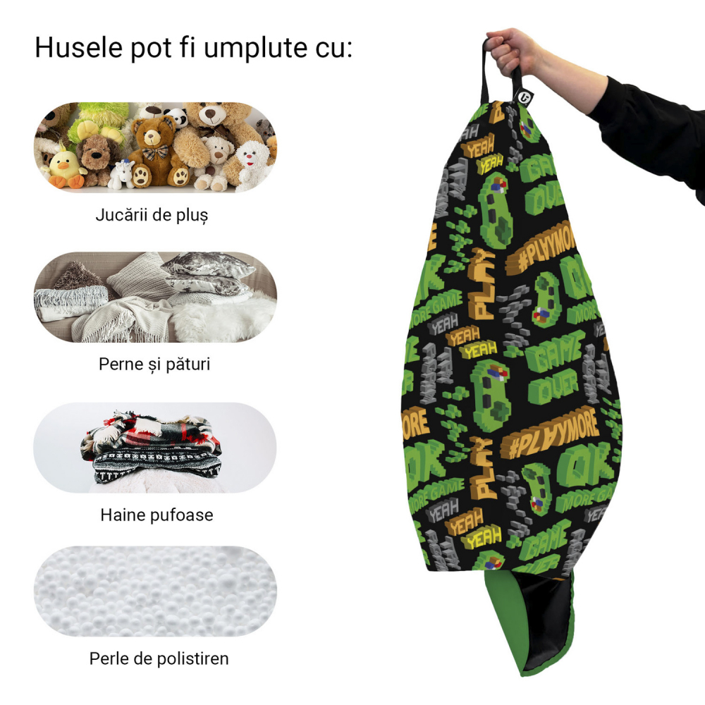 Husa fotoliu Puf Bean Bag tip Para XL fara umplutura play more retro