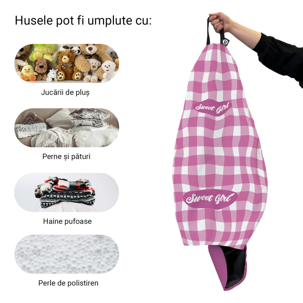 Husa fotoliu Puf Bean Bag tip Para XL fara umplutura sweet girl