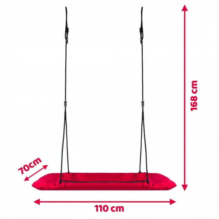 Leagan tip cuib pentru copii dreptunghiular XXL 110 x 70 cm 150 kg Neo-Sport 1011 rosu