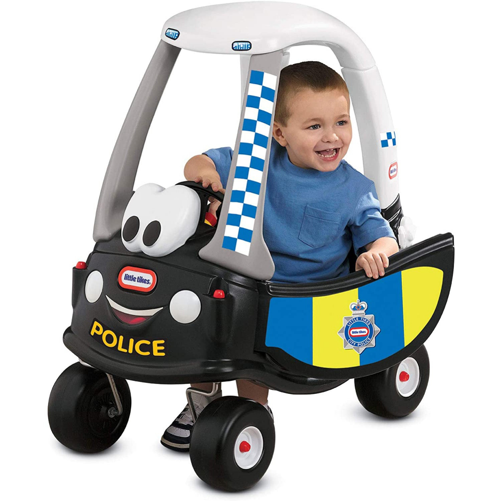 Masinuta pentru copii fara pedale de politie Little Tikes Cozy Coupe actionata cu picioarele, podea detasabila, spatiu de depozitare si maner pentru parinti, rotile frontale se pot roti 360 grade - 3 | YEO