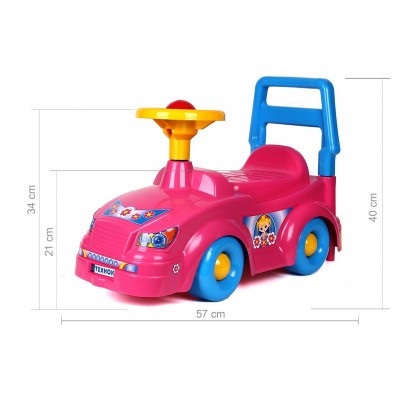 Masinuta ride-on de impins cu spatar si claxon Roz - 1